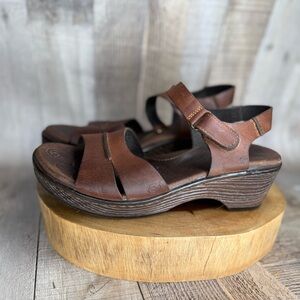Born Brown Leather Wedge Sandals